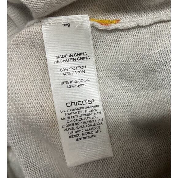 Chicos 3 (L) Multi Color Floral Knit Top Pull Over Style Rayon Blend - Picture 4 of 8